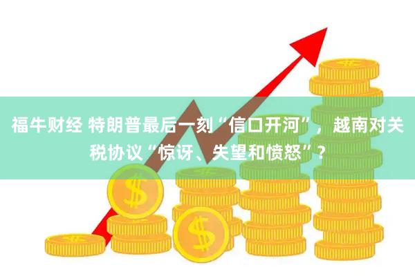 福牛财经 特朗普最后一刻“信口开河”，越南对关税协议“惊讶、失望和愤怒”？